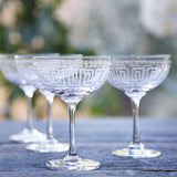Crystal Champagne Saucers with Greek Key Design (Set of 2)