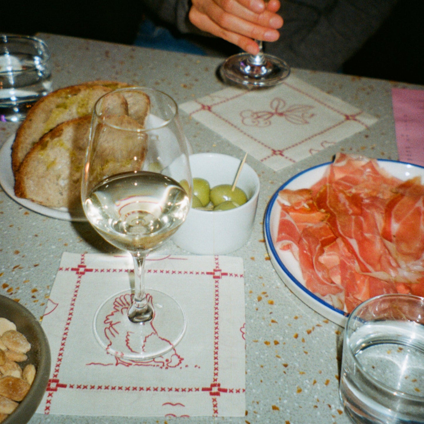 Re-Work Cocktail Napkins in Red Border Print (Set of 6)