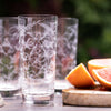 Crystal Highball Glasses with Fern Design (Set of 4)