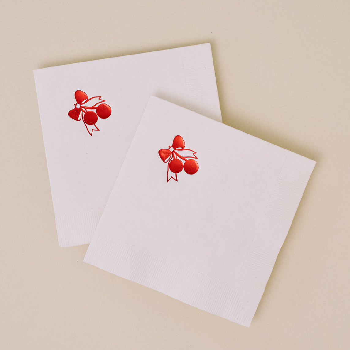 Cherry With A Bow Paper Cocktail Napkins