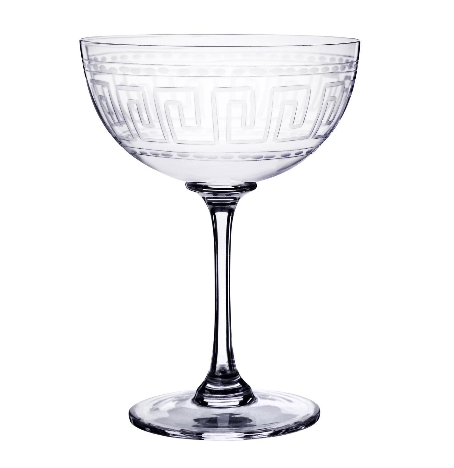 Crystal Champagne Saucers with Greek Key Design (Set of 2)