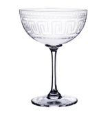 Crystal Champagne Saucers with Greek Key Design (Set of 2)