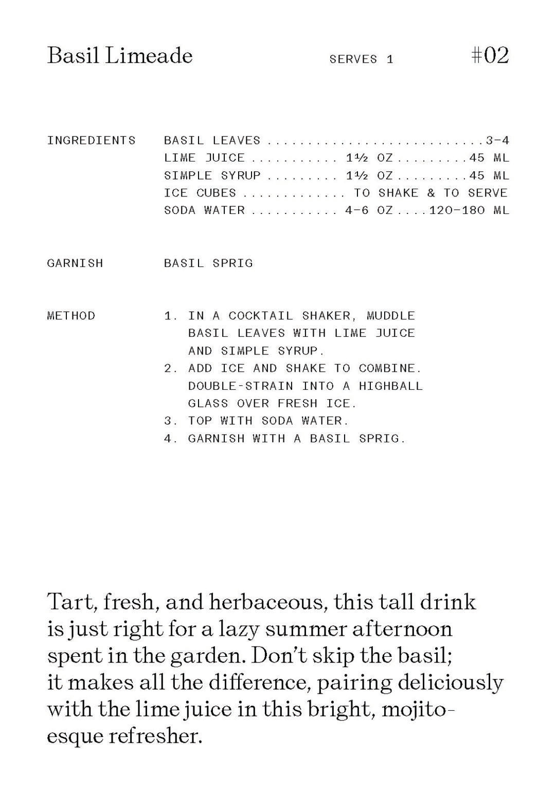 The Cocktail Cabinet: Low/No Recipe Cards