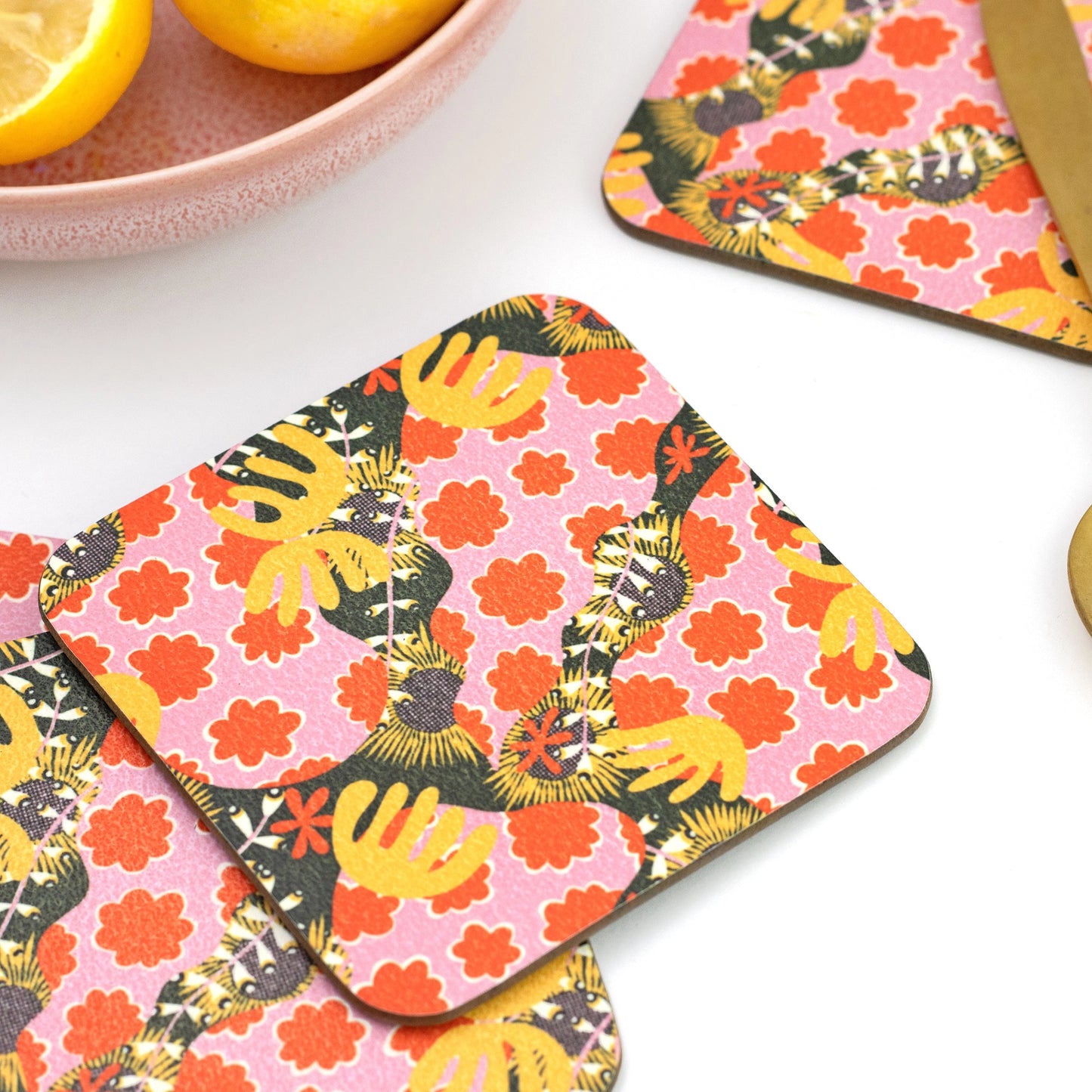 Abstract Botanical Coasters (Set of 4)