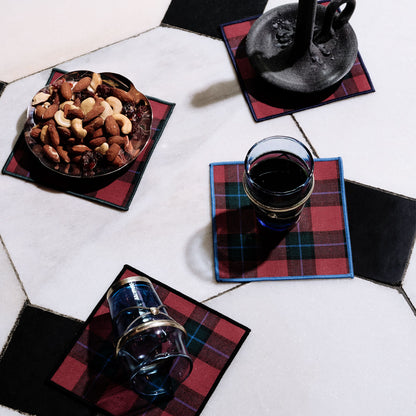 Jubilee Plaid Cocktail Napkins (Set of 4)