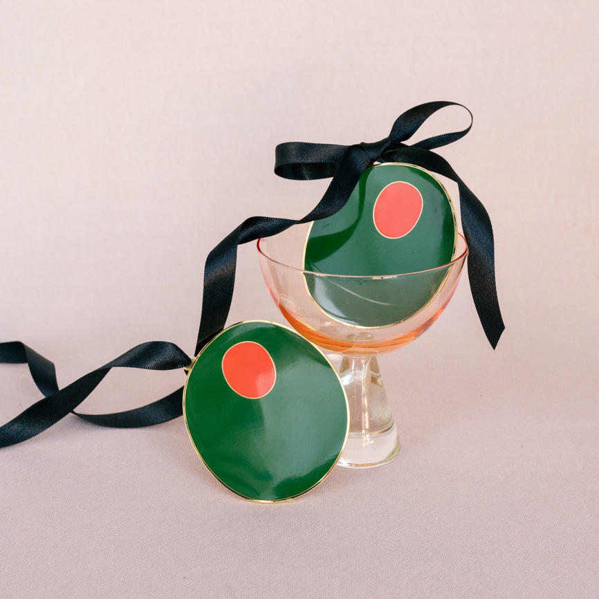 Pimento Olive Enamel Christmas Ornament