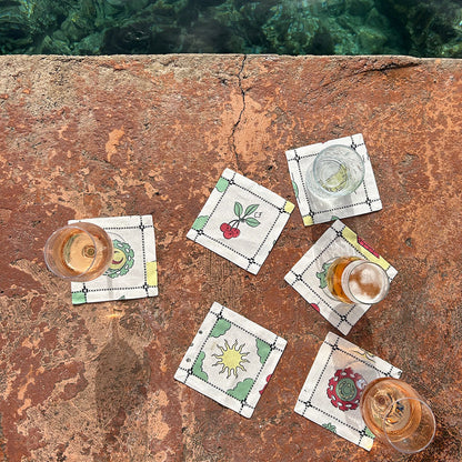 Re-Work Cocktail Napkins in Black Border Print (Set of 6)