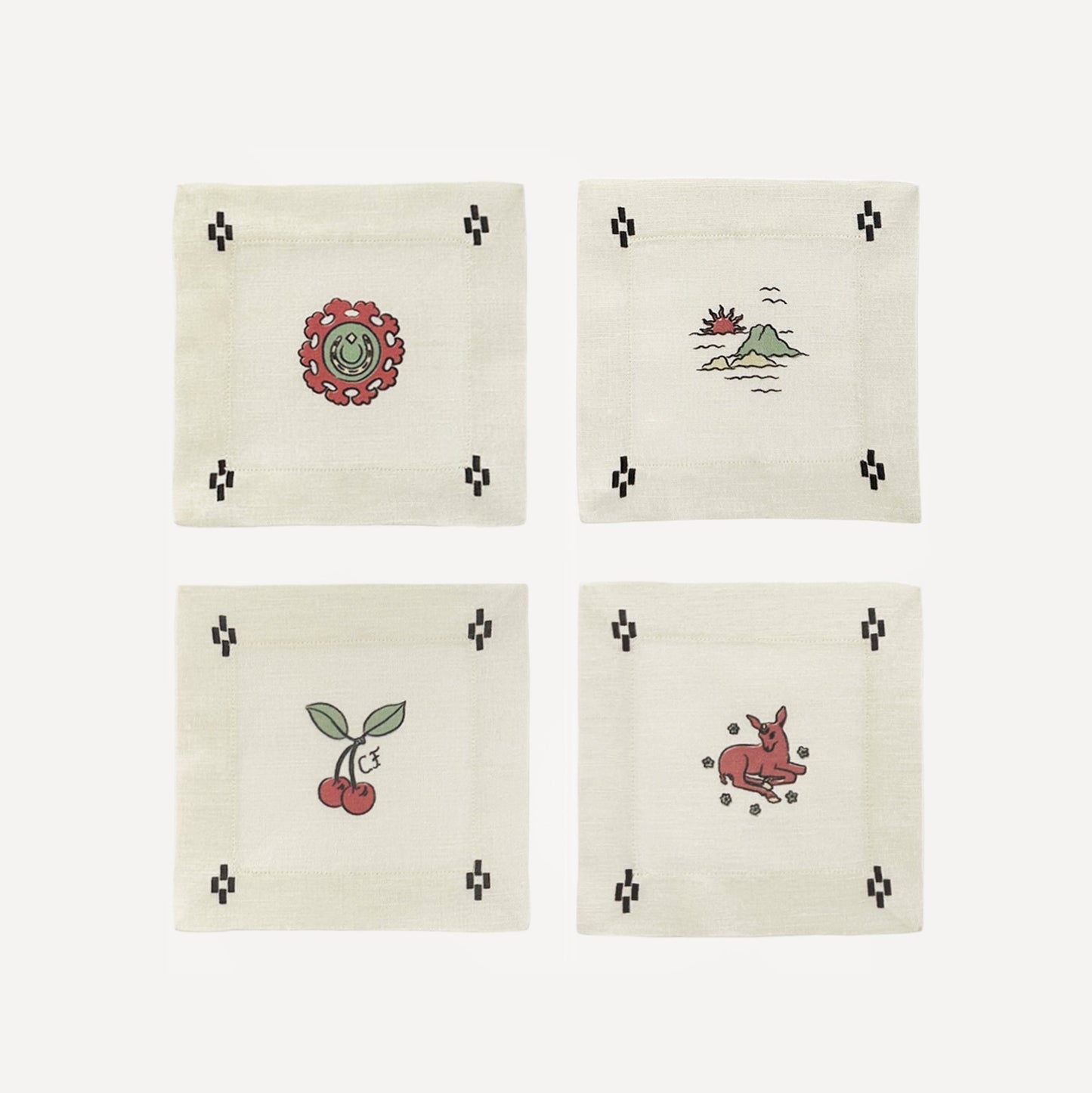 Re-Work Cocktail Napkins in Black Interior Print (Set of 6)