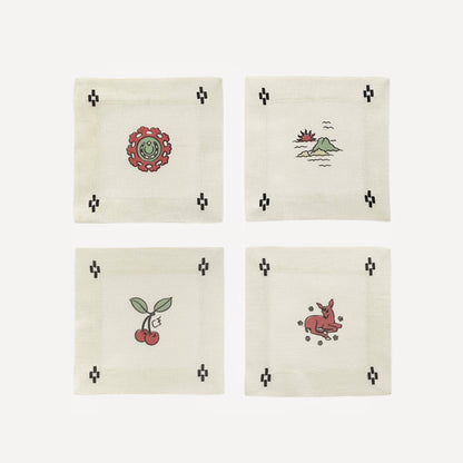 Re-Work Cocktail Napkins in Black Interior Print (Set of 6)