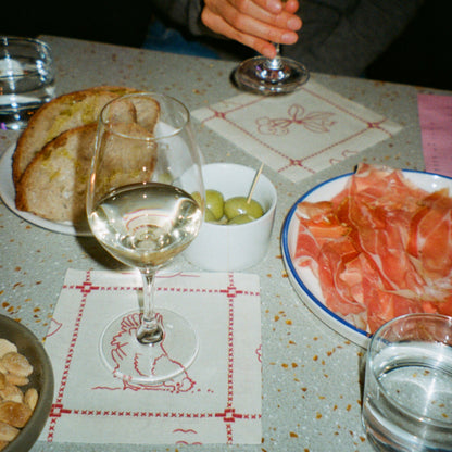 Re-Work Cocktail Napkins in Red Border Print (Set of 6)