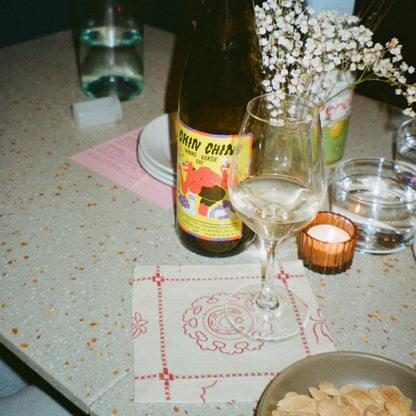 Re-Work Cocktail Napkins in Red Border Print (Set of 6)