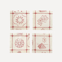 Re-Work Cocktail Napkins in Red Border Print (Set of 6)