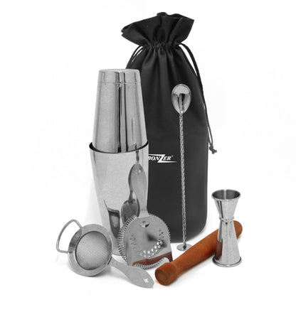 7 Piece Cocktail Kit - Distressed Steel
