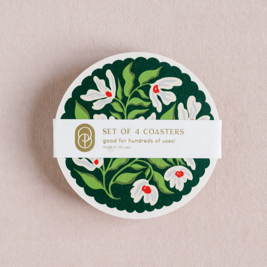 Floral Scalloped Coasters (Set of 4)
