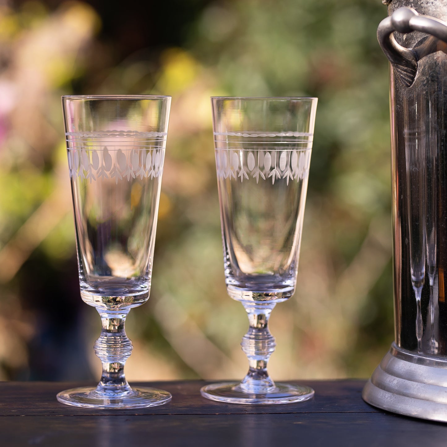 Crystal Champagne Flutes with Ovals Design (Set of 4)