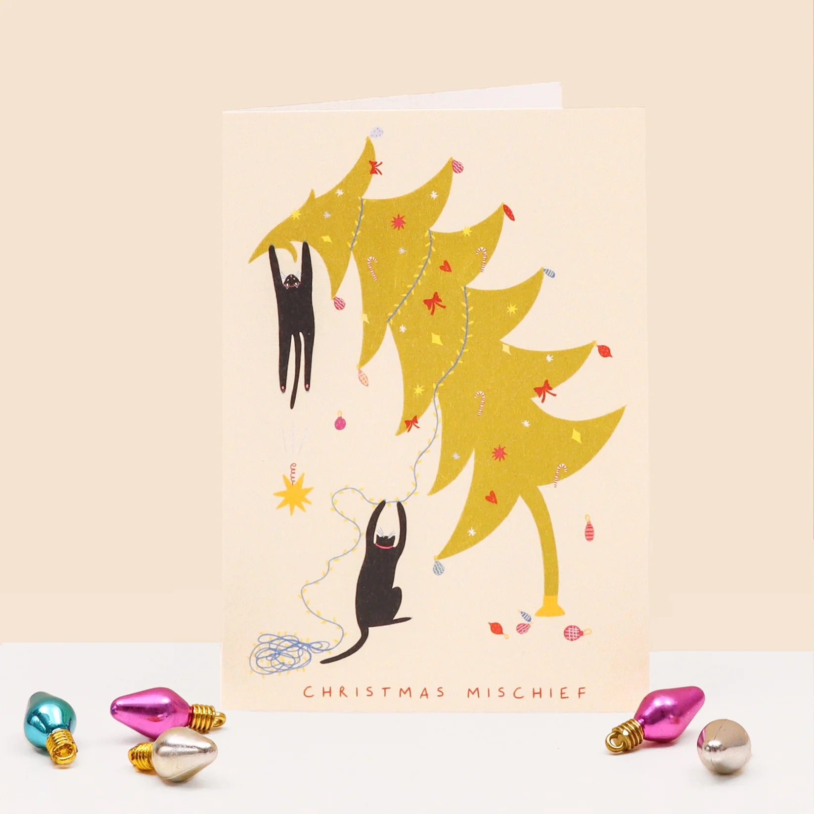Mischief Cat Christmas Card