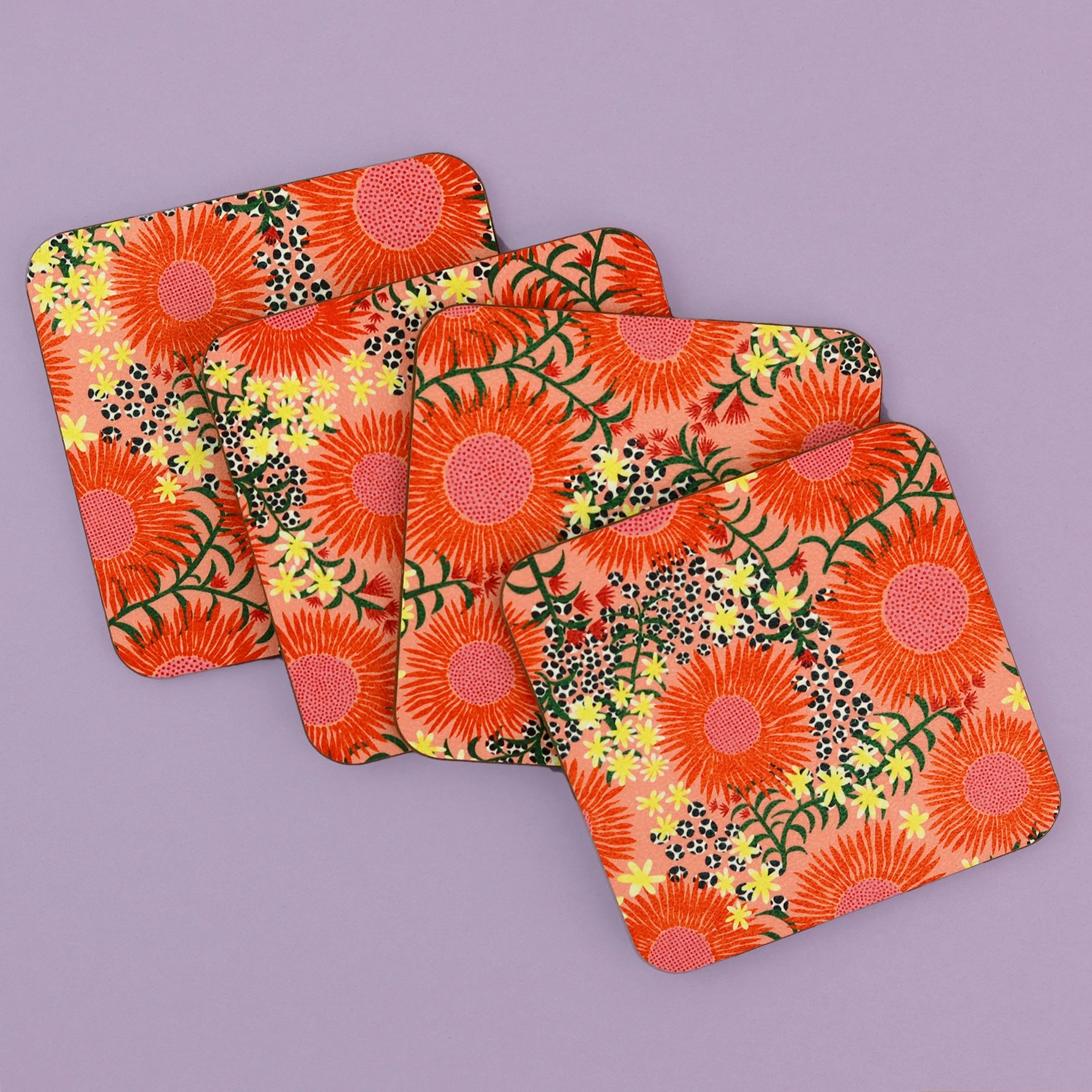 Peachy Floral Coasters (Set of 4)