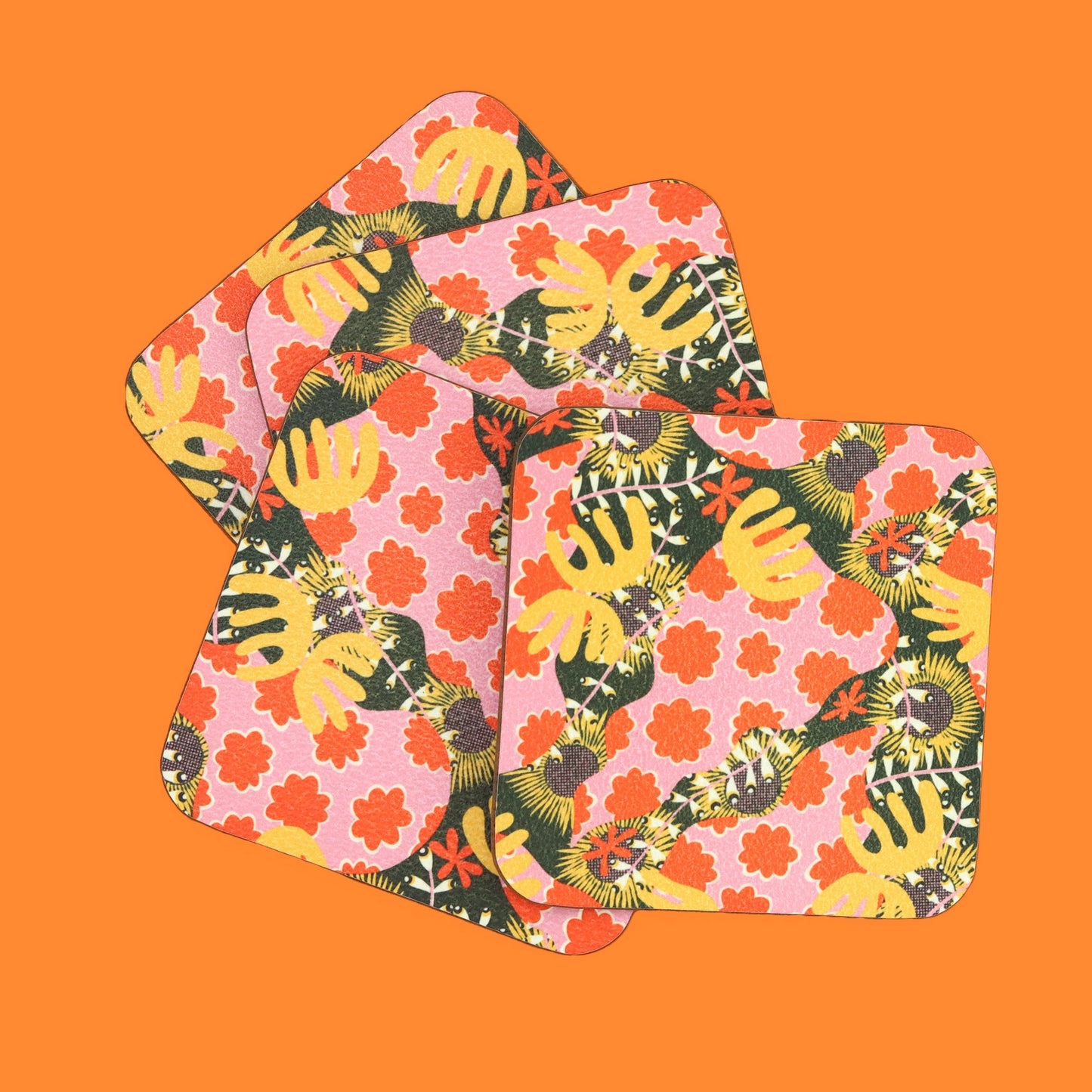 Abstract Botanical Coasters (Set of 4)