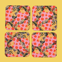 Abstract Botanical Coasters (Set of 4)