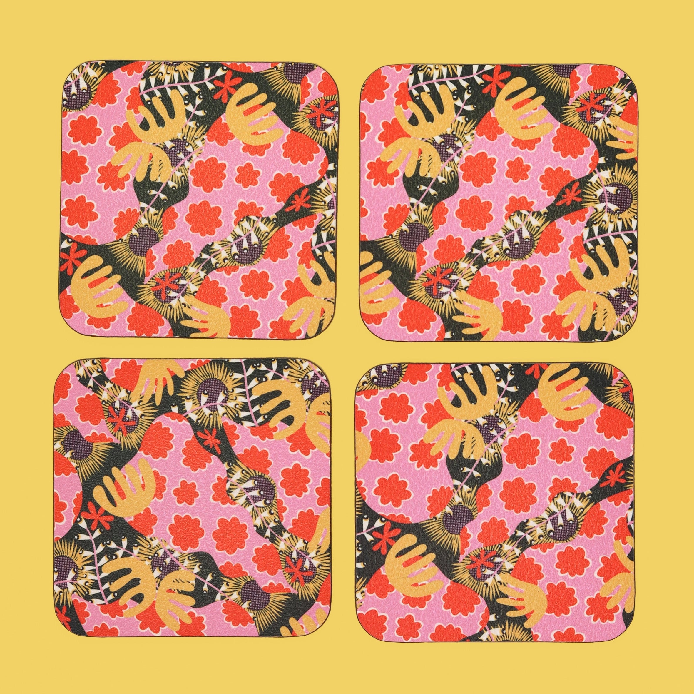Abstract Botanical Coasters (Set of 4)