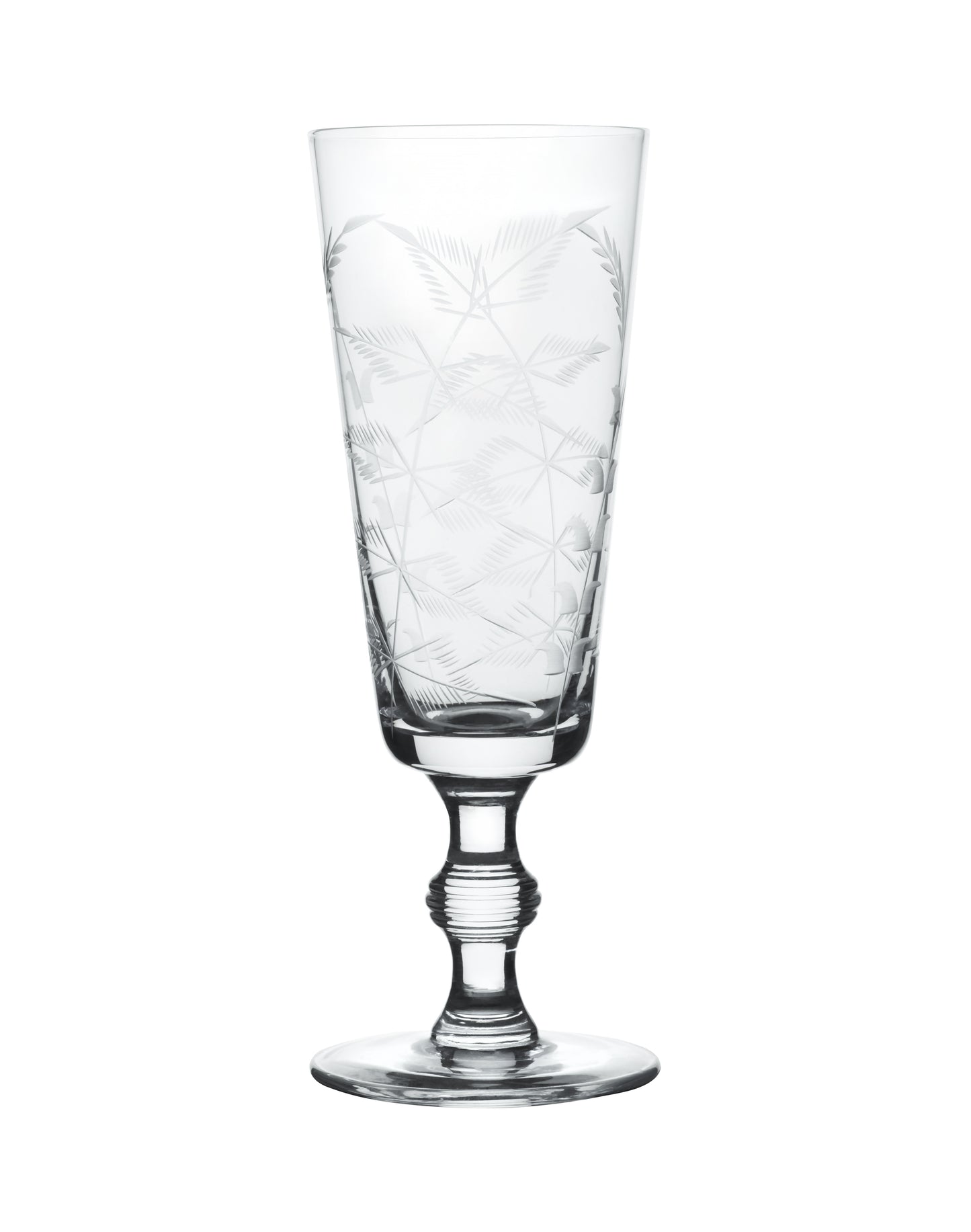 Crystal Champagne Flutes with Fern Design (Set of 4)