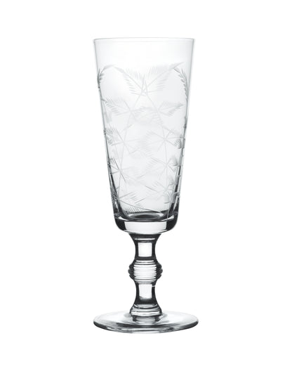 Crystal Champagne Flutes with Fern Design (Set of 4)
