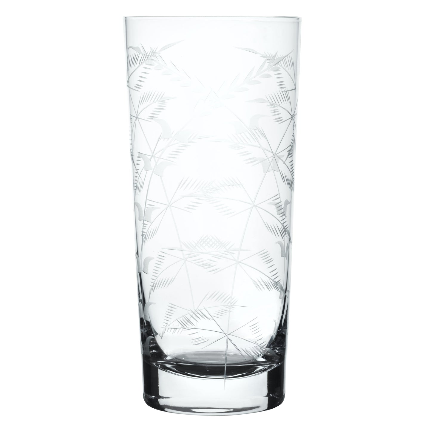 Crystal Highball Glasses with Fern Design (Set of 4)