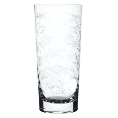 Crystal Highball Glasses with Fern Design (Set of 4)