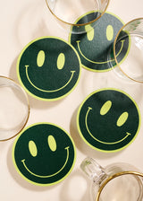 Lime and Forest Smile Coasters - Set of 4