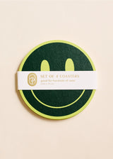 Lime and Forest Smile Coasters - Set of 4